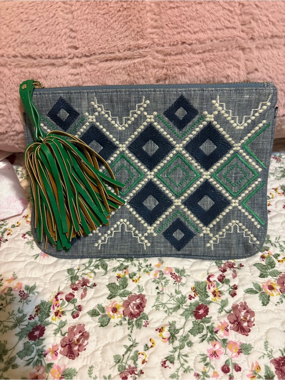 Mango Navy Blue Zip Clutch